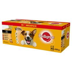 Pedigree Wet Dog Food Adult Dog φακελάκια Mixed Flavours (Κοτόπουλο & Λαχανικά, Μοσχάρι & Λαχανικά, Γαλοπούλα & Καρότο, Μοσχάρι & Αρνί) 40x100g