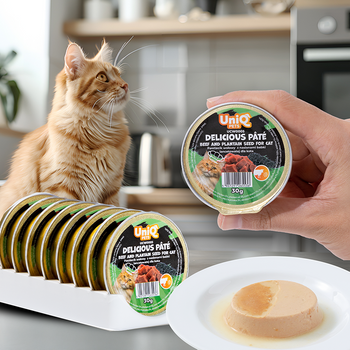 UNIQ PETS ΥΓΡΗ ΤΡΟΦΗ ΓΙΑ ΓΑΤΕΣ ROYAL BEEF μπιφτέκι μοσχαρίσιο με σπόρους μπανάνας 30 g x 8 τεμάχια