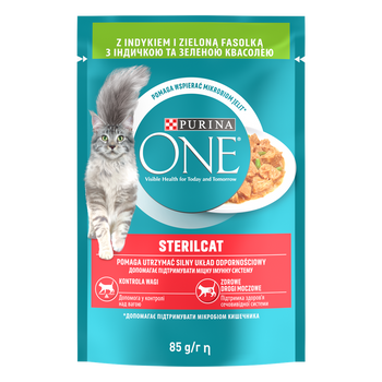 Purina One Sterilcat με γαλοπούλα και πράσινα φασόλια 85g