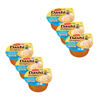 Inaba DASHI συμπληρωματική τροφή για γάτες - ζωμός με γεύση κοτόπουλο και χτένι 70 g 3+3 GRATIS!