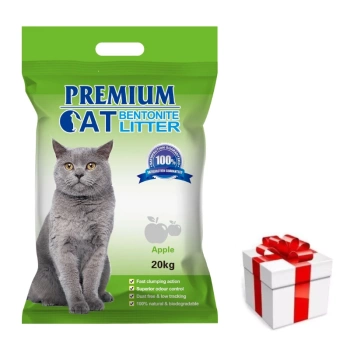 Premium Cat Clumping Bentonite Litter - Apple για γάτες 20kg + ΈΚΠΛΗΞΗ ΓΙΑ ΤΗ ΓΆΤΑ