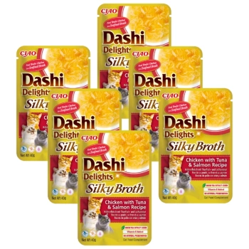 INABA Dashi Delights Silky Broth Κοτόπουλο με Τόνο & Σολομό Συνταγή 6x40g