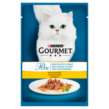 Purina Gourmet Perle τροφή για γάτες μίνι φιλέτα σε σάλτσα με κοτόπουλο 85g