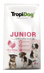 Tropidog Premium Junior μικρών και μεσαίων φυλών Σολομός με ρύζι 8kg