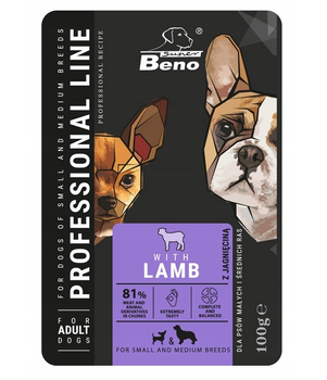 SUPER BENO Φάκελος ενηλίκων για μικρούς και μεσαίους σκύλους με αρνί 100g