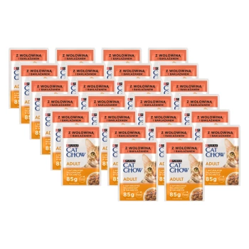 PURINA Cat Chow Adult Cat Food με βόειο κρέας και ζελέ μελιτζάνας 26x85g