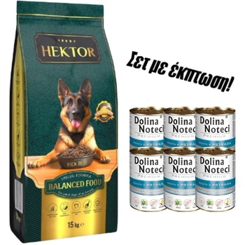 HEKTOR BALANCED Ενηλίκων 15kg+ Dolina Noteci Premium Πέστροφα 6x400g